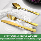 20 Pcs Gold Silverware Set for 4 with Hammered Design, Food Grade Stainless Steel Flatware Set, Eating Utensils Sets Include Fork/Knife/Spoon, Cutlery Set, Dishwasher Safe