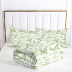 kxry Green Flower Comforter Sets Bedding Sets Full Size Comforter Set for Girls Women Kids 1 Comforter + 2 Pillow Case