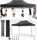 COBIZI 10x15 Pop Up Canopy Without Sidewall,Heavy Duty Canopy UPF 50+ All Season Wind Waterproof Commercial Outdoor Wedding Party Tents for Parties Gazebo with Carry Bag(10 x 15 ft Black)