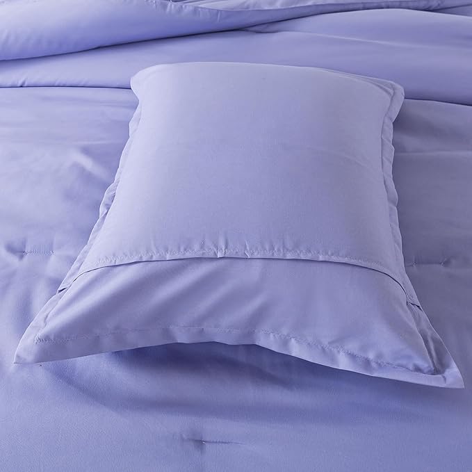 Lavender Purple Comforter Set King Size, Solid Luxury Skin-friendly Boho Bedding Set & Collections, Breathable Fluffy Microfiber 3 PCS (104"x90") Comforter Set for All Seasons