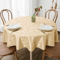Smiry Round Waterproof Heavy Duty Vinyl Tablecloths, 60 x 60 Inch | Wipeable Washable Floral Embossed Table Cover for Kitchen and Dining Room, Indoor & Outdoor Use, Champagne