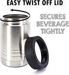 4-in-1 Stainless Steel 12 oz Double Wall Vacuum Insulated Can or Bottle Cooler Keeps Beverage Cold for Hours - Also Fits 16 oz Cans - Stainless Steel - Clear Water Home Goods