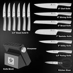 imarku® Knife Set,14-Piece Knife Sets for kitchen with block,Premium One-Piece Kitchen Knife Set with Sharpener,High Carbon Stainless Steel Knives Set for Kitchen,Dishwasher Safe,Black