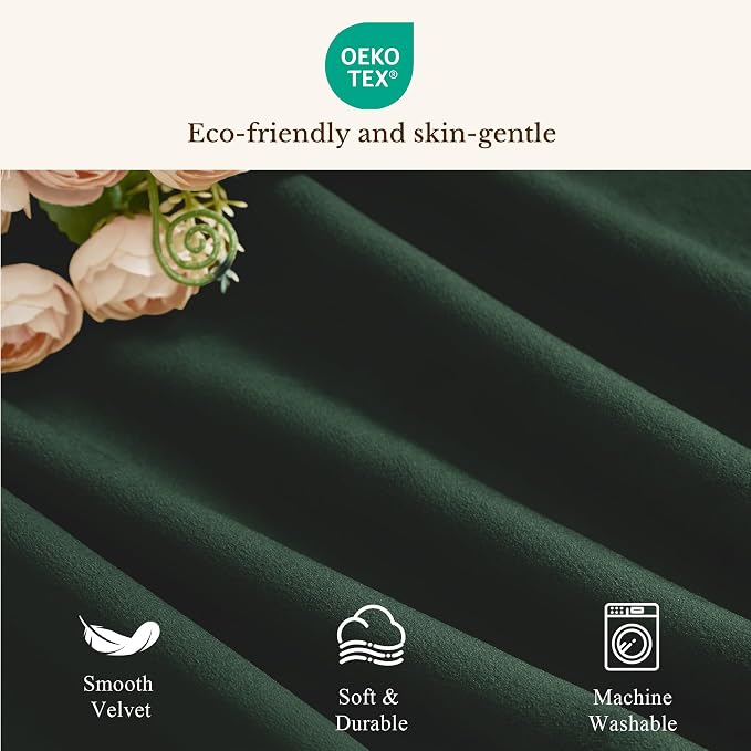 Dark Green Christmas Velvet Valance 52x18 Inch 1 Panel | Forest Wavy Kitchen Curtains, Heavyweight Christmas Window Treatment for Farmhouse, Living Room, Bathroom