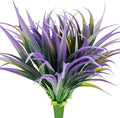 6Pcs Artificial Grass Fake Plants 17.3in Outdoor Plants UV Resistant Faux Greenery Stems Fake Grass for Home Window Garden Office Patio Pathway Front Porch Halloween Décor Green & Purple