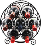 PAG 7 Bottles Freestanding Countertop Wine Rack, Metal Small Table Top Wine Rack, Drink Organizer Bottle Holder, Kitchen Organizers and Storage, Black