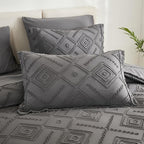 EMME Queen Comforter Set - 7 Pcs Dark Grey Boho Bedding Sets, Full Size Tufted Comforter with Sheets, Shabby Chic Embroidery Queen Bed Set Fluffy Bed Bag for All Season(90"X90")