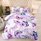 Purple Lavender Butterfly Comforter Set for Girl Kid Adult Colorful Butterfly Pattern Bedding Set Aesthetics Butterflies Quilt Bed Set Full Size with 1 Comforter and 2 Pillowcases
