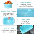 Yaomiao 16 Pack Collapsible Food Storage Containers with Lid Air Vent Foldable 8 Rectangle Storage Bowl and 8 Round Silicone Food Bow for Lunch Camping Rv Accessories Microwave Freezer(Blue)
