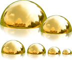 Nerien Gazing Ball, Stainless Steel Garden Mirror Globe, Polished Ornament Sphere, Hollow Floating Reflective Hemisphere, for Home Outdoor Pond Housewarming Swimming Pool Decoration, Gold, 6Pcs Mix