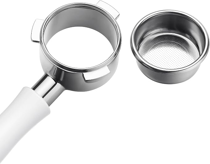 Normcore 54mm Bottomless Portafilter Fits Breville Sage Barista Express Machines, Barista-Grade Naked Espresso Tool, Included 18g Filter Basket, Anodized Aluminum Handle, White