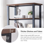 HOMBAZAAR Bookshelf, 6-Tier Vintage Industrial Book Shelf, Rustic Wood and Metal Bookcase and Bookshelves, Free Standing Storage Large Bookshelf for Living Room, Bedroom and Kitchen, Brown