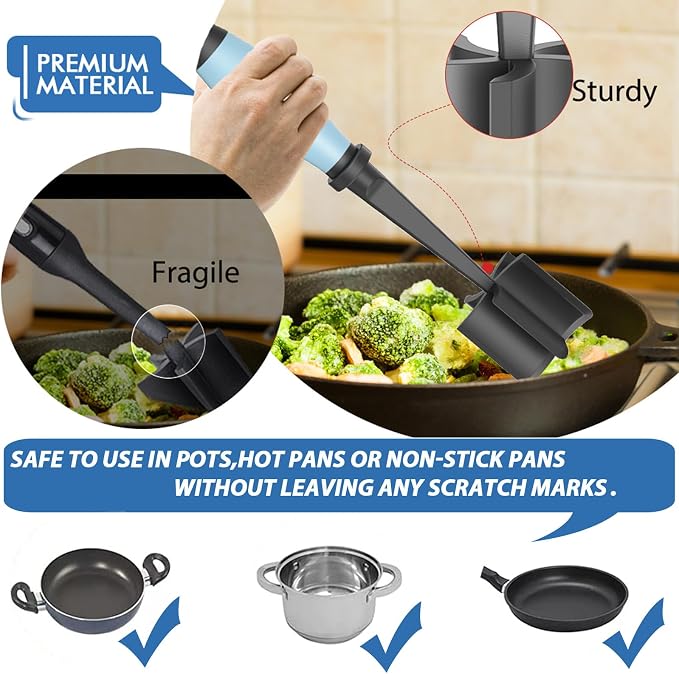 Upgrade Meat Chopper Hamburger Masher Ground Beef Smasher Utensil Mix Tool | Premium Heat Resistant Meat Masher, Nylon Potato Mashers Beef Smasher, Dishwasher Safe Non Stick Mix & Chop Tool Gift-Aqua