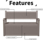 Outdoor Storage Bench - Waterproof Resin Patio Bench with Storage, All-Weather Durable Design for Garden, Deck, or Patio