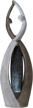 Dancing Couple 57" High Large Modern Indoor Outdoor Decor Faux Stone Floor Fountain with Light LED Standing Waterfall Tall Water Feature for Outside Garden Patio Yard Backyard Porch - John Timberland