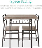 Best Choice Products 3-Piece Modern Dining Set, Space Saving Dinette for Kitchen, Dining Room, Small Space w/Steel Frame, Built-in Storage Rack - Gray/Black