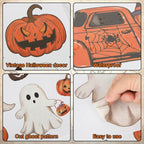 Vintage Halloween Window Clings 6 Sheets, Large Retro Spooky Ghost J-O-Lantern Pumpkin Reusable Window Decals Stickers for Home Halloween Party Decorations Supplies (Ghost)