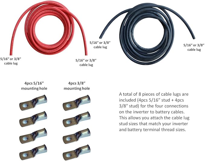 WindyNation 4/0 Gauge AWG (12 Feet Black + 12 Feet Red) Power Inverter Battery Cable Wire Kit for DC to AC Inverters RV, Car, Solar, Marine, Off-Grid