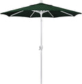 California Umbrella 7.5' Round Aluminum Market Umbrella, Crank Lift, Push Button Tilt, White Pole, Hunter Green Olefin