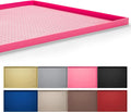 Hubulk Dog Feeding Mat,100% Waterproof Food Grade Silicone Pet Food and Water Bowl Placemat,Dishwasher, High Raised Edge to Prevent Spills,Nonslip Tray to Stop Messes on Floor（28"x18"x0.8", Pink）