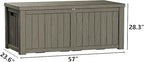 150 Gallon Waterproof Large Resin Deck Box Indoor/Outdoor Lockable Storage Container and Seating for Garden, Pool, and Patio (150 Gallon, Grey)
