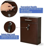 KYODOLED Locking Wall Mount Mailbox for Outside, Drop Box, X-Large, Bronze | Heavy-Duty Steel, Outdoor Mail Box with Key Lock, Large Capacity, Home, Office & Apartment Use, 16.2H × 11.2L × 4.6W In