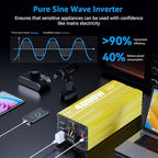XWJNE 4000W Pure Sine Wave Power Inverter 48V DC to 120V AC Converter with LED Display and Remote Controller for Home, RV, Truck, Off-Grid Solar Power