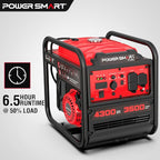 PowerSmart 4300-Watt Portable Generator with Inverter Technology, 30 Amp for Home Use and Emergency Backup