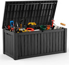 DRATO 120 Gallon Large Deck Box, Outdoor Storage Box for Patio Furniture, Patio Cushions, Gardening Tools, Pool Supplies,660lbs Weight Capacity,Waterproof Resin Storage Boxes