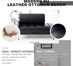 Sofa,Bed Bench,Small Spaces Furniture,Polyurethane Leather,Wood Frame,High Density Sponge Infillings,360-Degree Swivel Tray,Black Metal Leg (Black)