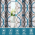 H.VERSAILTEX Blackout Curtains Printed Design 108 Inch Length 2 Panels Set Thermal Insulated Curtains for Bedroom Living Room Geometric Modern Grommet Window Drapes - Teal and Taupe