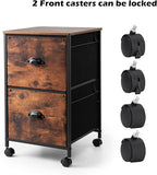 TOPSKY Mobile File Cabinet, Fabric Vertical File Cabinet for Letter Size (Rustic Brown, 2 Drawer)