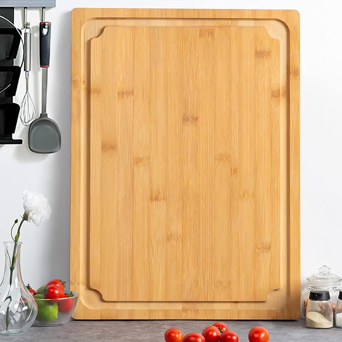 3XLarge Cutting Board, 24" Bamboo Cutting Boards for Kitchen with Juice Groove and Handles Kitchen Chopping Board for Meat Cheese board Heavy Duty Serving Tray, 3XL, Empune