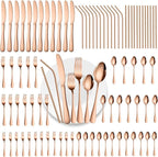84 Pieces Mirror Rose Gold Silverware Service for 12 Flatware Set Stainless Steel Utensils Cutlery Set Dishwasher Safe