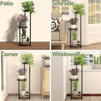 Plant Stand Indoor Outdoor,3 Tier Metal Wood Plant Stand for Multiple Plants,Black Tall Narrow Plants Display Organizer for Corner Living Room Porch Patio Garden Office