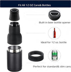 3 in 1 Can and Beer Bottle Insulator, Double Wall Stainless Steel Insulated Can Cooler, Beer Bottle Holder 12oz 14oz 17oz (12oz Can&Bottle BK)