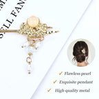 Cinaci 10 Pieces Decorative Vintage Retro Pearl Gold Metal Hair Sticks Pins with Pendants Chinese Hanfu Asian Flower Butterfly Hair Chopsticks Hair Bun Updo Holders Long Hairpins for Women Girls