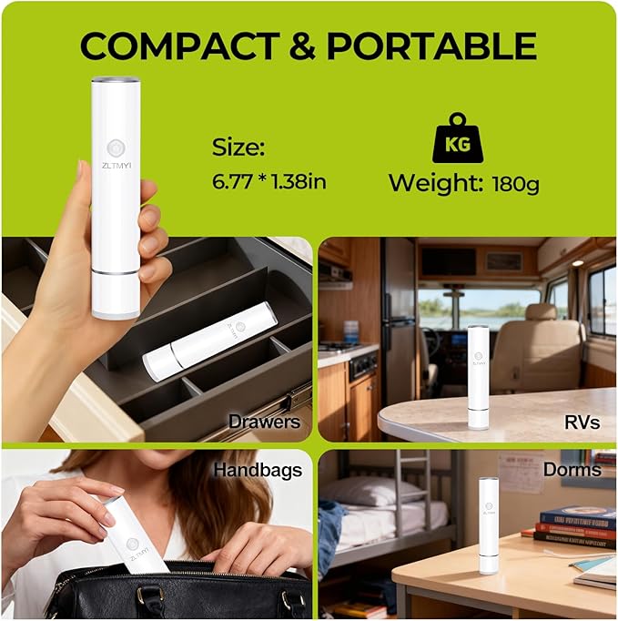 Handheld Vacuum Sealer for Food, Compact Portable Food Saver Pump with 30 BPA‑Free Reusable Vacuum Bags Type-C Rechargeable, Ideal for Sous Vide, Meal Prep, Leftovers & Freezer Storage