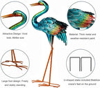 Natelf Crane Statues for Garden Decor, Blue Heron Sculptures, Metal Large Birds Lawn Sculptures & Statue for Patio Pond, Yard Decorations, Set of 2