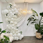 White Link Balloons, 100PCS Linking Balloons with Tail for Making Balloon Wall Arch and Chains, Pearl Quick Balloon for Wedding Birthday Baby Shower Engagement Graduation Party Decorations (6inch)