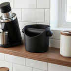 Coffee Grounds Knock Box, Espresso Puck Knock Box, 4 Inch Small Coffee Knock Box with Removable Knock Bar, Non-Slip Base, Compact Grounds Disposal Bin