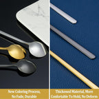 12 Pcs Coffee Spoons Set, 6.7" Gold Tea Spoons Long Handle, Gold Small Teaspoons, Stainless Steel Espresso Spoon, Long Spoon for Stirring, Coffee Bar Accessories (Pack of 2)