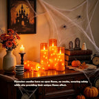 Sasigeiaa Flameless Candles with Embedded Star String - Battery Operated LED Candles, with Remote,7 Orange Flickering Candles for Christmas, Weddings, Home Decor & Party,(D 2.3"×H 5" 6" 7")