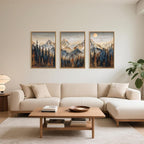 Wood Mountain Framed Canvas Wall Art Set, Pine Trees Wall Painting, Ridge Scenery Wall Decor, Natural Sun Landscape Art Print for Living Room, Bedroom, Dining Room, Office - 16"x24"x3