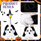 Sanwuta 1 Set Halloween Porch Goose Outfit Ghost Pillow Design with Witch Hat for 23" Lawn Cement Goose Porch Geese Clothes Costume for Halloween Garden Patio Yard Outdoor Decorations