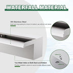 Waterfall Pool Fountain LONGRUNNEW 304 Stainless Steel 23.6" Rectangular Waterfall Spillway, Water Fall Fountain with Pipe Connector for Garden Outdoor, Swimming Pools, Fountains, Pond and Spa