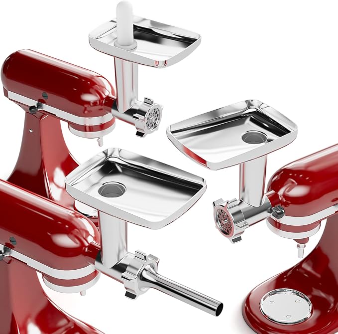 HOZODO Meat Grinder Attachment for KitchenAid Stand Mixer, Burger Press | Metal Food Grinder Attachment, Sausage Stuffer, Kitchen Aid Accessories and Attachments