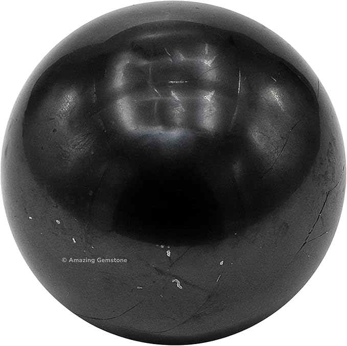 Amazing Gemstone Shungite Crystal Ball with Stand - 2 Inches Crystal Sphere Meditation Balls for Witchcraft and Decorative Balls