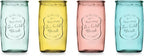 Glaver's Colored Glassware, Ice Cold Drinking Glasses Set of 4 – 18 Oz Vintage Glass Cups for Kitchen, Dining Table – Multi- Colors Glass Tumblers. Hand Wash.