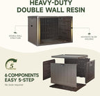 40 Gallon Resin Deck Box, Double Layer Waterproof & Outdoor Indoor Lockable Storage Box for Patio Furniture Cushions Garden Tools (Brown)